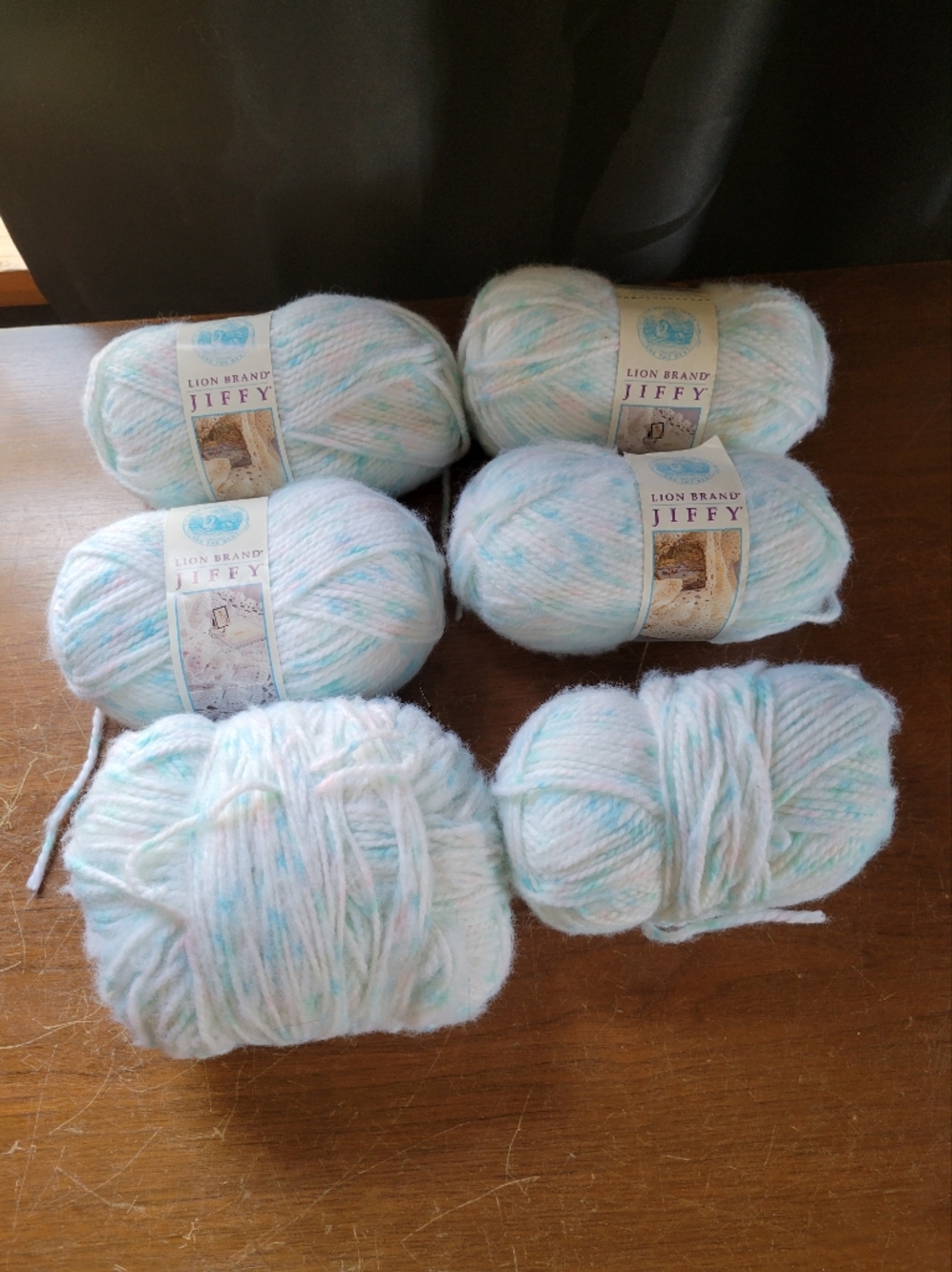 Lot Of 6 Lion Brand Jiffy Yarn Kitty Hawk #357 Acrylic 3 oz Mohair Look USA
